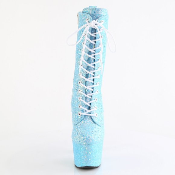 Glitter Platform Lace Up High Heel Ankle Boots - Picture 4 of 5